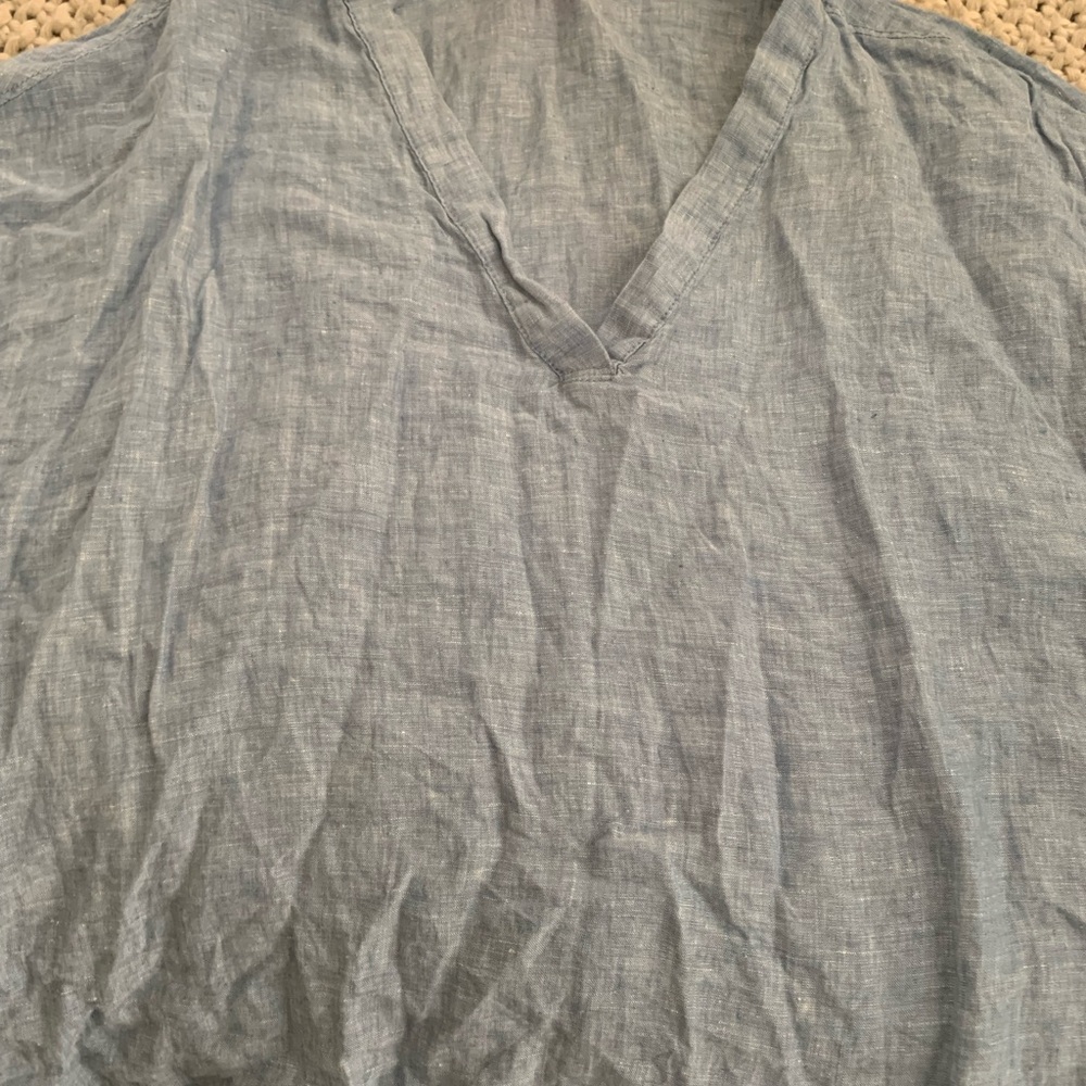 Isaac Mizrahi Blue Linen Top